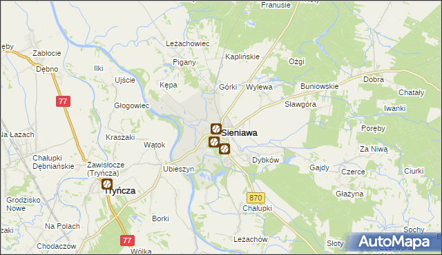 mapa Sieniawa powiat przeworski, Sieniawa powiat przeworski na mapie Targeo