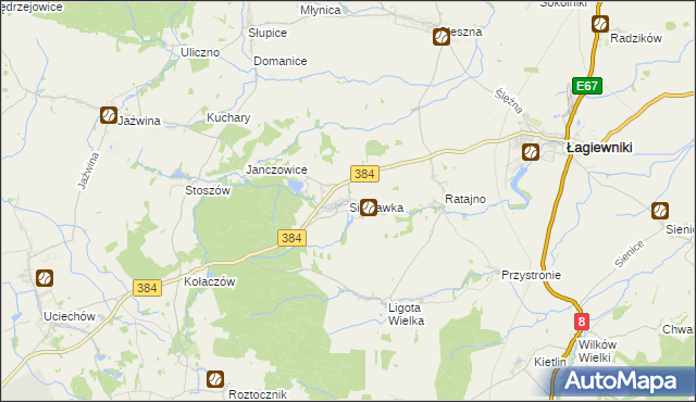 mapa Sieniawka gmina Łagiewniki, Sieniawka gmina Łagiewniki na mapie Targeo