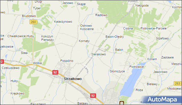 mapa Sierakowo gmina Strzałkowo, Sierakowo gmina Strzałkowo na mapie Targeo