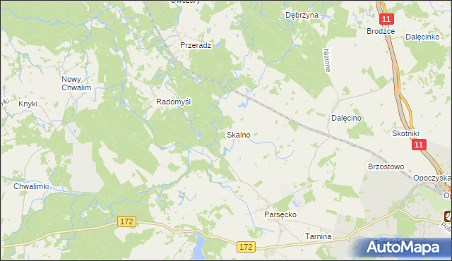 mapa Skalno gmina Szczecinek, Skalno gmina Szczecinek na mapie Targeo