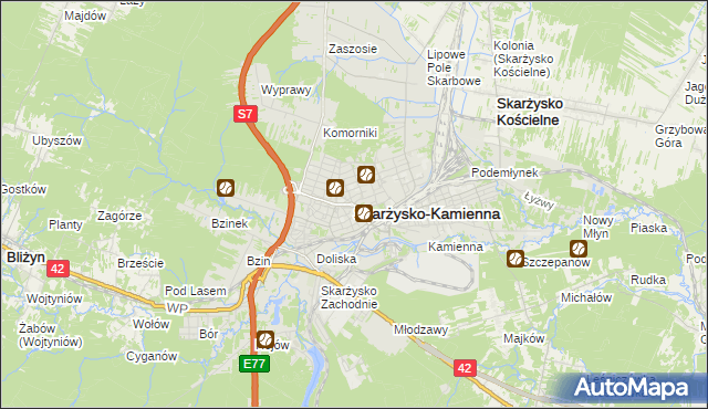 mapa Skarżysko-Kamienna, Skarżysko-Kamienna na mapie Targeo