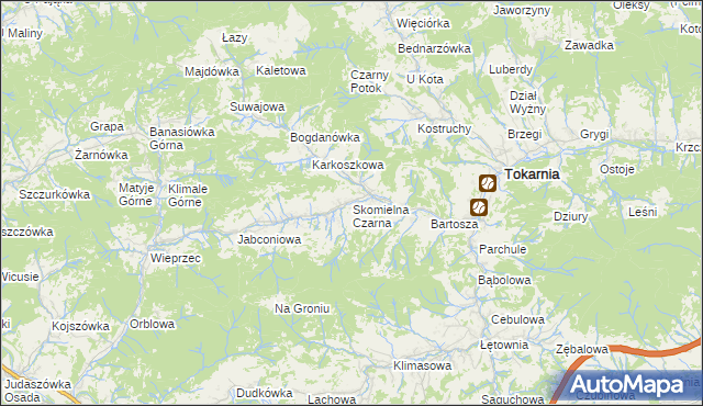 mapa Skomielna Czarna, Skomielna Czarna na mapie Targeo