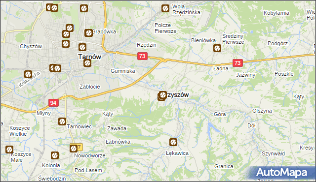 mapa Skrzyszów powiat tarnowski, Skrzyszów powiat tarnowski na mapie Targeo