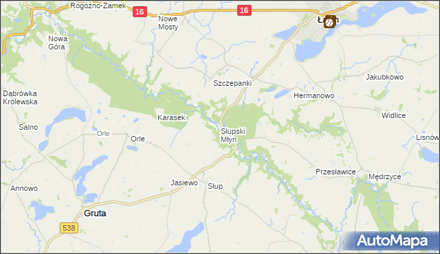 mapa Słupski Młyn, Słupski Młyn na mapie Targeo