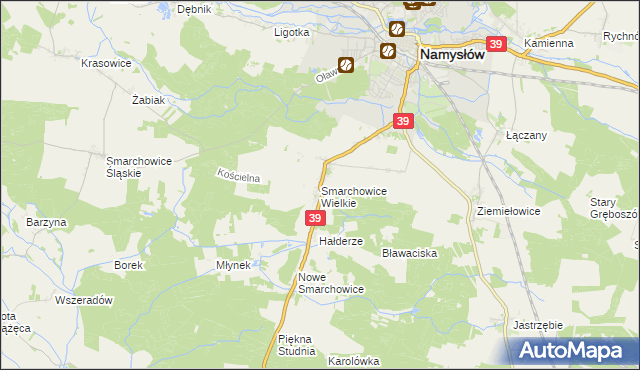 mapa Smarchowice Wielkie, Smarchowice Wielkie na mapie Targeo
