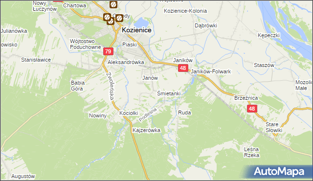 mapa Śmietanki, Śmietanki na mapie Targeo