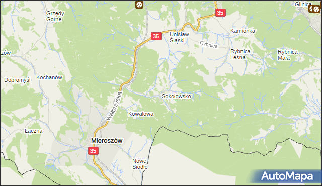 mapa Sokołowsko, Sokołowsko na mapie Targeo