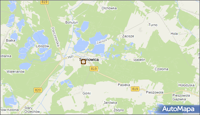 mapa Sosnowica-Dwór, Sosnowica-Dwór na mapie Targeo