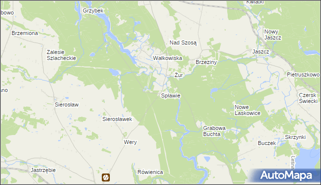 mapa Spławie gmina Drzycim, Spławie gmina Drzycim na mapie Targeo