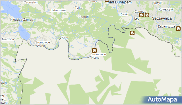 mapa Sromowce Niżne, Sromowce Niżne na mapie Targeo