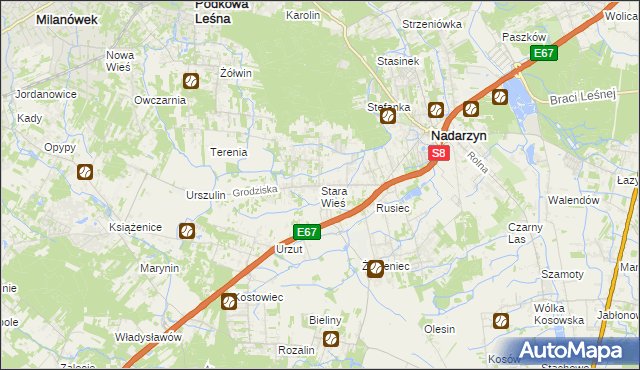 mapa Stara Wieś gmina Nadarzyn, Stara Wieś gmina Nadarzyn na mapie Targeo