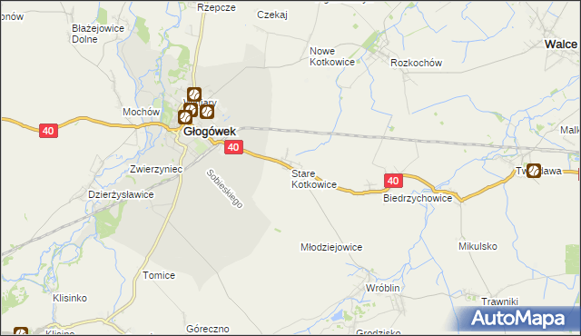 mapa Stare Kotkowice, Stare Kotkowice na mapie Targeo