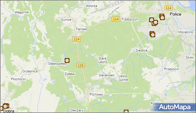 mapa Stare Leśno, Stare Leśno na mapie Targeo