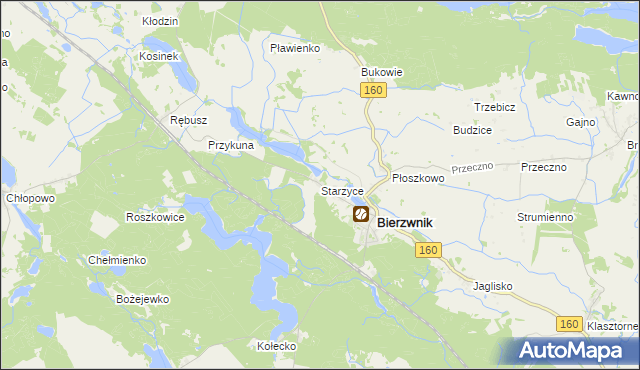 mapa Starzyce gmina Bierzwnik, Starzyce gmina Bierzwnik na mapie Targeo