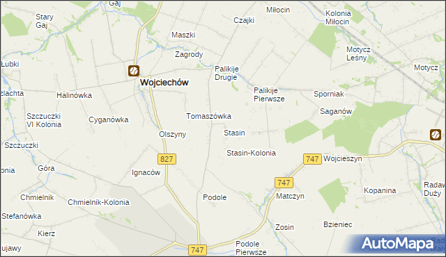 mapa Stasin gmina Wojciechów, Stasin gmina Wojciechów na mapie Targeo