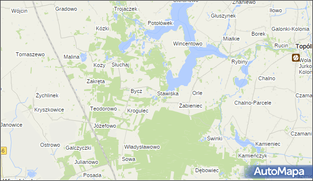 mapa Stawiska gmina Piotrków Kujawski, Stawiska gmina Piotrków Kujawski na mapie Targeo