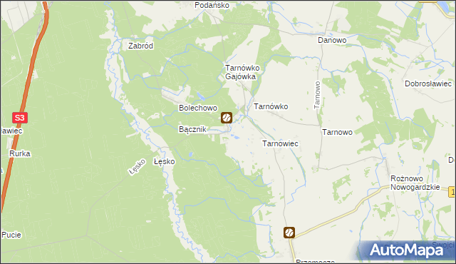 mapa Stawno gmina Goleniów, Stawno gmina Goleniów na mapie Targeo