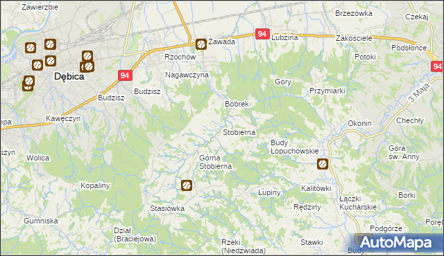 mapa Stobierna gmina Dębica, Stobierna gmina Dębica na mapie Targeo