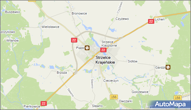 mapa Strzelce Krajeńskie, Strzelce Krajeńskie na mapie Targeo