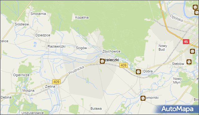 mapa Strzeleczki, Strzeleczki na mapie Targeo