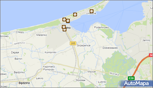 mapa Strzeżenice, Strzeżenice na mapie Targeo