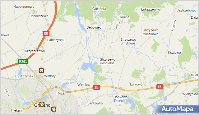 mapa Strzyżewo Kościelne, Strzyżewo Kościelne na mapie Targeo