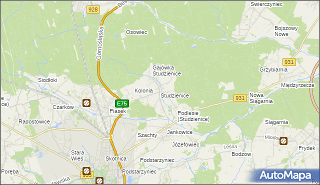 mapa Studzienice gmina Pszczyna, Studzienice gmina Pszczyna na mapie Targeo