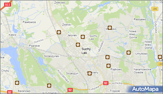 mapa Suchy Las powiat poznański, Suchy Las powiat poznański na mapie Targeo