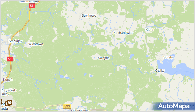 mapa Swajnie, Swajnie na mapie Targeo