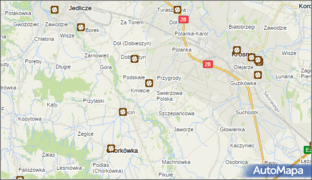 mapa Świerzowa Polska, Świerzowa Polska na mapie Targeo