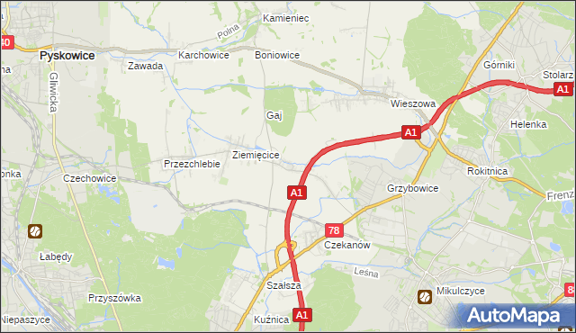 mapa Świętoszowice, Świętoszowice na mapie Targeo