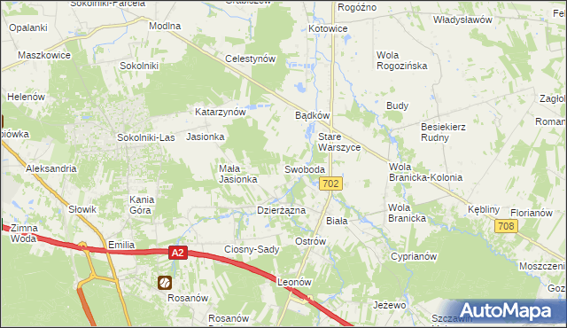 mapa Swoboda gmina Zgierz, Swoboda gmina Zgierz na mapie Targeo