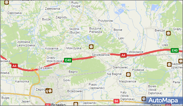 mapa Szczepanów gmina Brzesko, Szczepanów gmina Brzesko na mapie Targeo