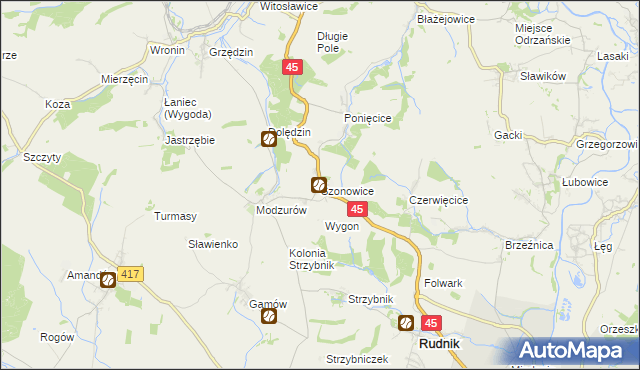 mapa Szonowice, Szonowice na mapie Targeo