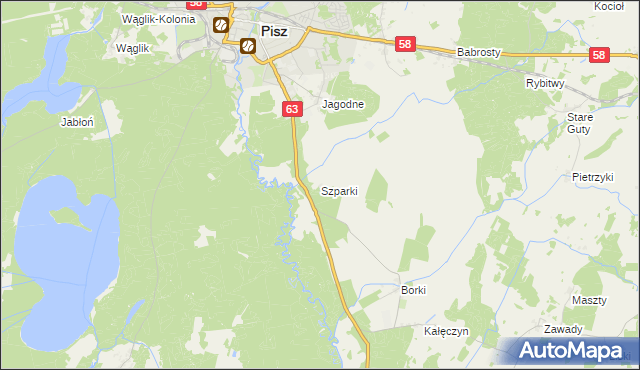 mapa Szparki, Szparki na mapie Targeo