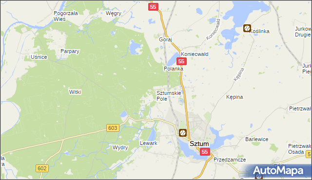 mapa Sztumskie Pole, Sztumskie Pole na mapie Targeo