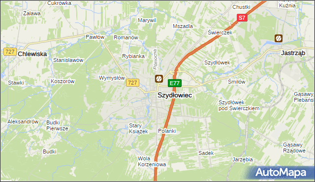 mapa Szydłowiec, Szydłowiec na mapie Targeo