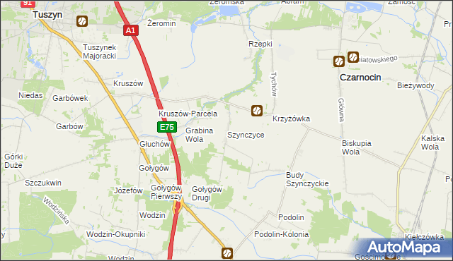 mapa Szynczyce, Szynczyce na mapie Targeo