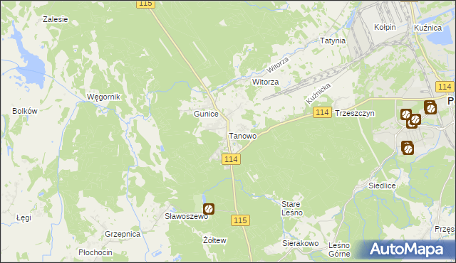 mapa Tanowo, Tanowo na mapie Targeo