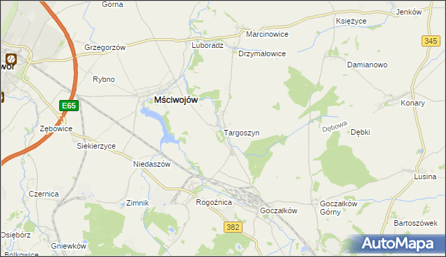 mapa Targoszyn, Targoszyn na mapie Targeo