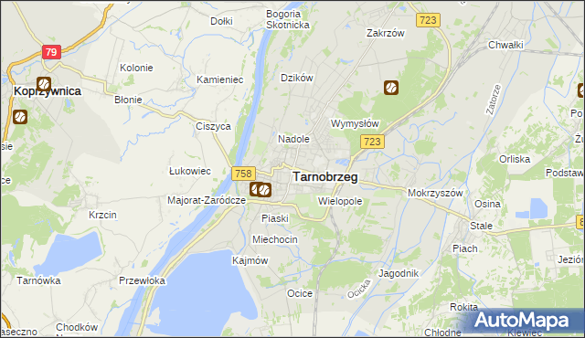 mapa Tarnobrzegu, Tarnobrzeg na mapie Targeo