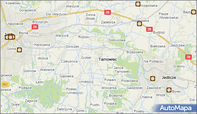 mapa Tarnowiec powiat jasielski, Tarnowiec powiat jasielski na mapie Targeo