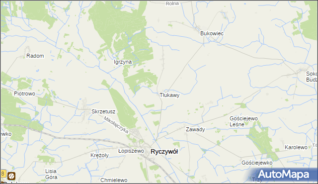 mapa Tłukawy, Tłukawy na mapie Targeo