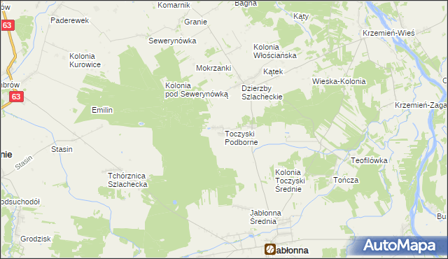 mapa Toczyski Podborne, Toczyski Podborne na mapie Targeo