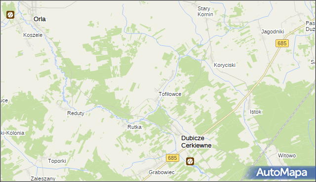 mapa Tofiłowce, Tofiłowce na mapie Targeo