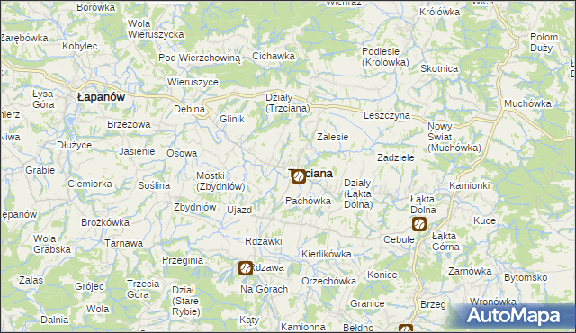 mapa Trzciana powiat bocheński, Trzciana powiat bocheński na mapie Targeo