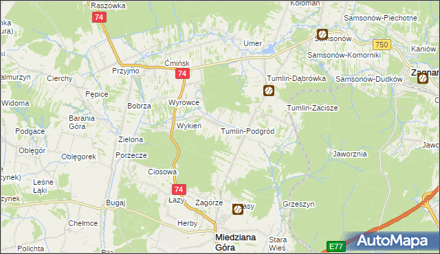 mapa Tumlin-Podgród, Tumlin-Podgród na mapie Targeo