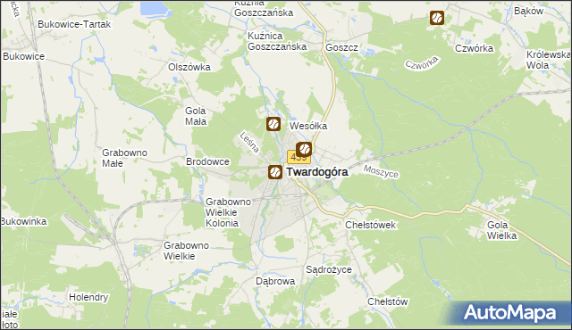 mapa Twardogóra, Twardogóra na mapie Targeo