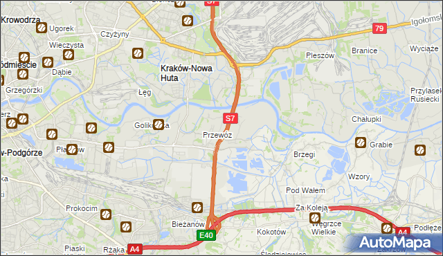 mapa Ulica gmina Kraków, Ulica gmina Kraków na mapie Targeo