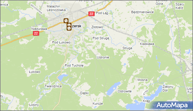 mapa Ustronie gmina Czersk, Ustronie gmina Czersk na mapie Targeo
